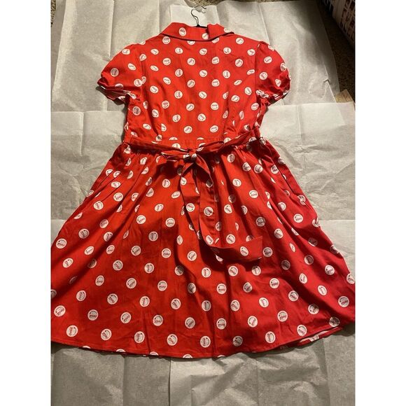 Stitch Shoppe‎ Loungefly All Over Print Red White Coca-Cola Bottle Cap Dress L - Picture 9 of 13